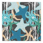 Starfish Vintage: Dark Striped Background. Faux Canvas Print
