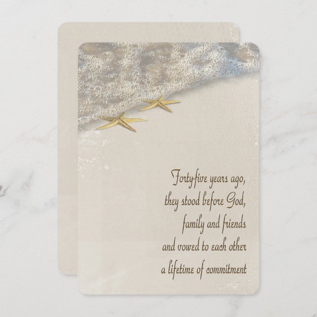 Starfish Vow Renewal for 45th Anniversary Invitation (Front/Back)