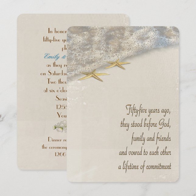 starfish Vow Renewal for 55th Anniversary Invitation (Front/Back)