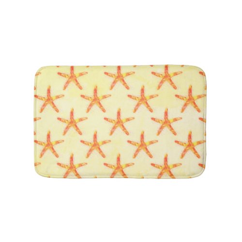 Starfish Watercolor Art Pattern Bath Mat