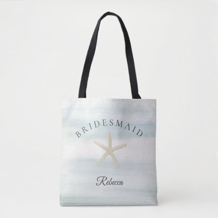 Starfish Watercolor Beach Bridesmaid Tote Bag