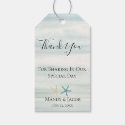 Starfish Watercolor Beach Wedding Favor Thank You Gift Tags