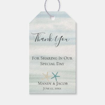 Starfish Watercolor Beach Wedding Favor Thank You Gift Tags by DesignsActual at Zazzle