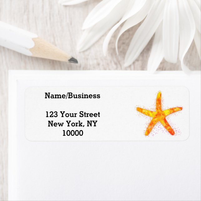 Starfish Watercolor Painting Custom Label (Insitu)