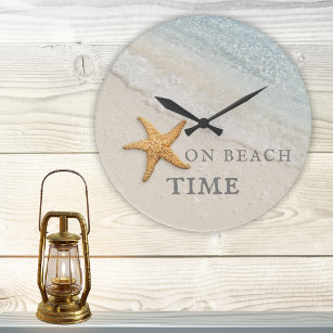 Starfish Waves Beach House Round Clock