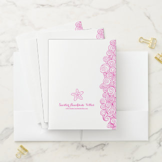 Starfish waves beach property rental pink folder