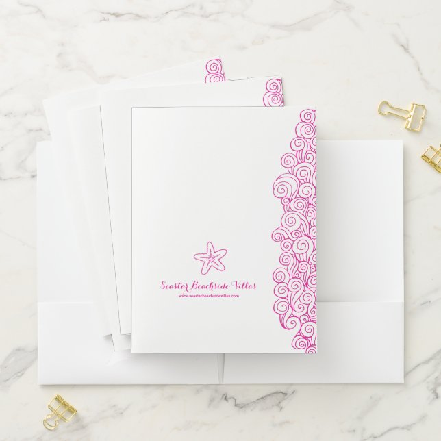 Starfish waves beach property rental pink folder (In Situ)