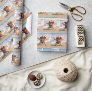 Starfish Wearing Flag Bikini and Star Sunglasses Wrapping Paper