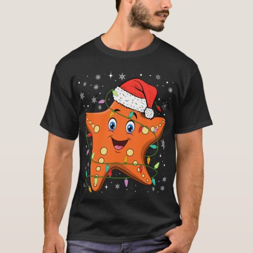 Starfish Wearing Santa Hat Xmas Christmas T_Shirt