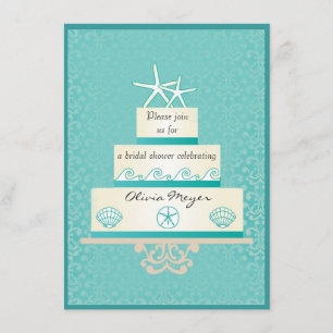 Starfish Wedding Cake Bridal Shower Invitations