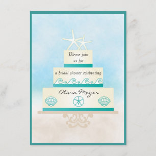 Starfish Wedding Cake Bridal Shower Invitations