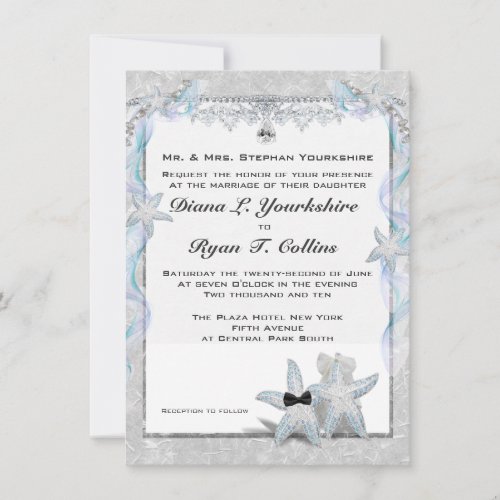 Starfish Wedding Couple  4.5" x 6.25" Personalized Invite