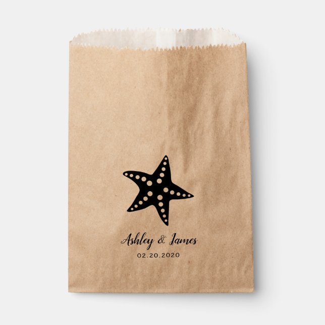 Starfish Wedding Favor Bags for Cookies & Treats (Front)