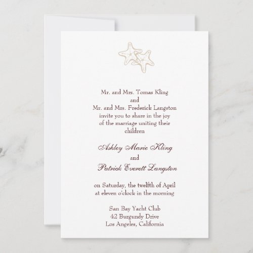 starfish wedding invitation