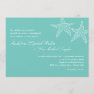 Starfish Wedding Invitation - Blue