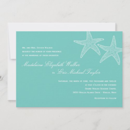 Starfish Wedding Invitation - Blue