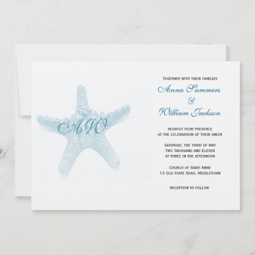 Starfish Wedding Invitation - Blue