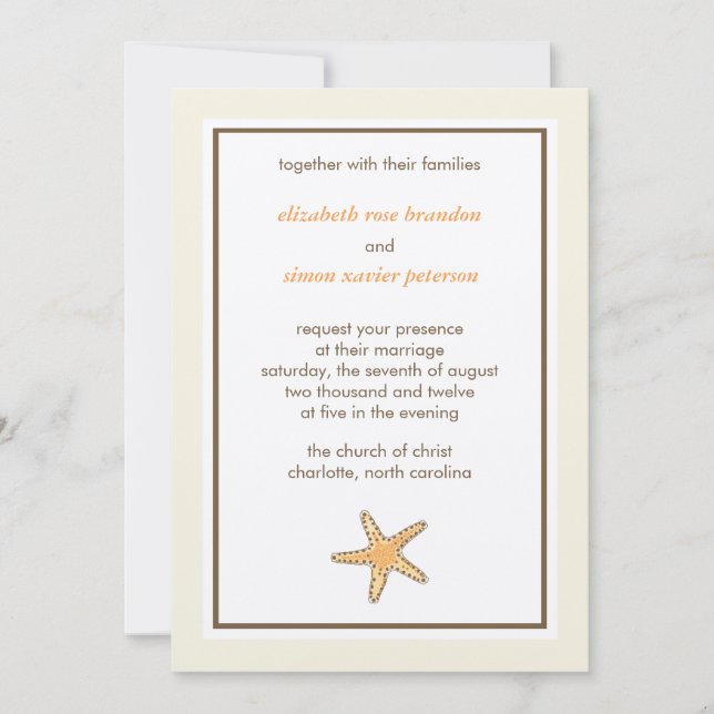 Starfish -wedding invitation card (Front)
