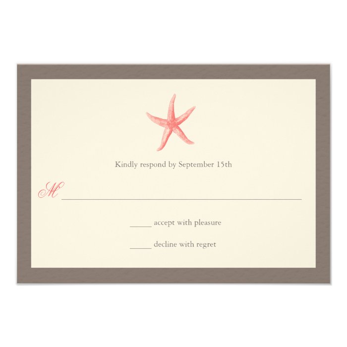 Starfish Wedding Invitation   CORAL