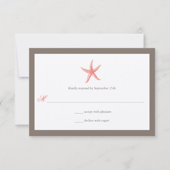 Starfish Wedding Invitation - CORAL (Front)