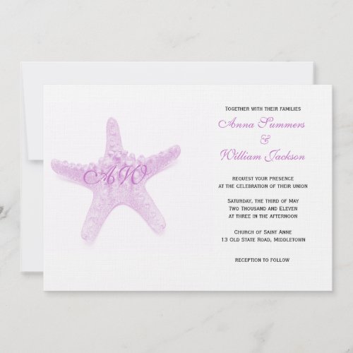 Starfish Wedding Invitation - Pink