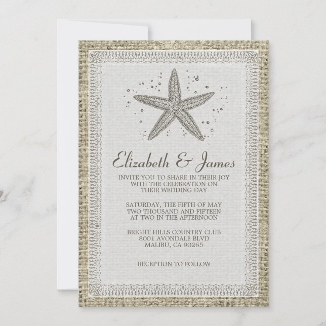 Starfish Wedding Invitations (Front)