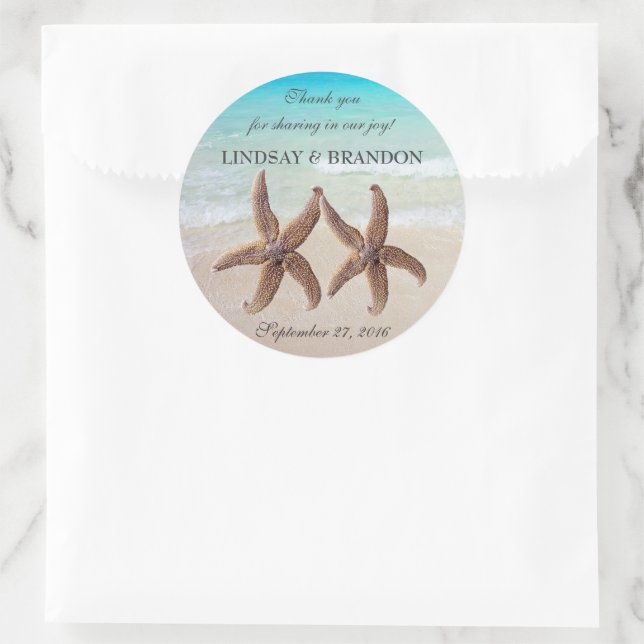 Starfish Wedding Ocean Thank You Favor Labels (Bag)