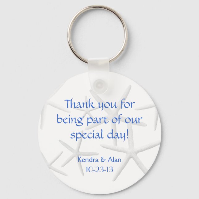 Starfish Wedding Personalized Favors Keychain (Front)