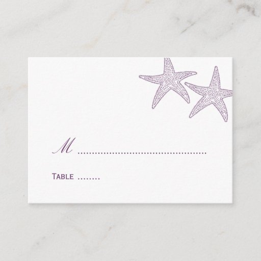 Customizable Starfish Wedding Place Card - Purple Business Card Template