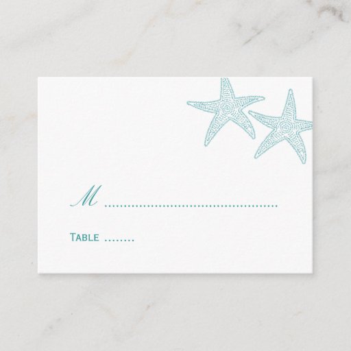Customizable Starfish Wedding Place Card - Turquoise Business Card Template