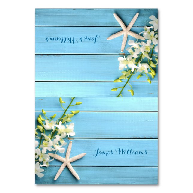 Starfish Wedding Place Cards Table Cards Orchid (Front)