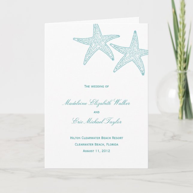 Starfish Wedding Program Card (Front)