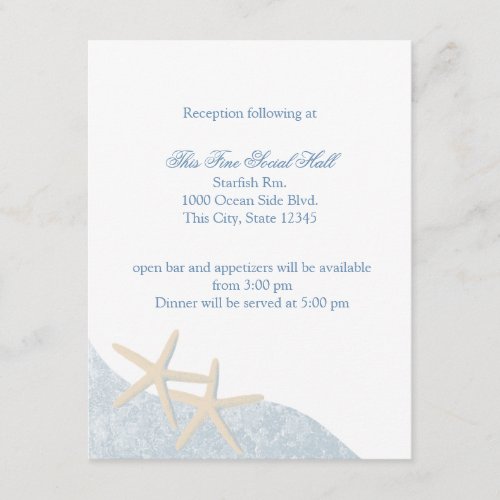 Starfish Wedding Reception Personalized Announcements