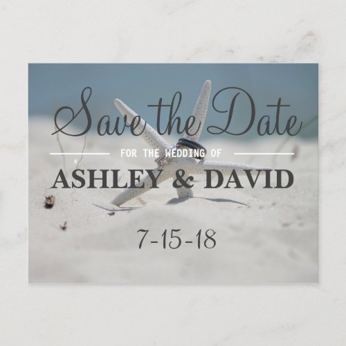 Starfish Wedding Rings Save the Date Announcement Postcard