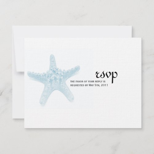 Starfish Wedding RSVP Card - Blue