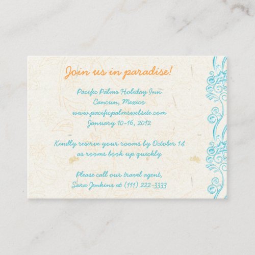 Starfish Wedding Travel Information Card Business Card