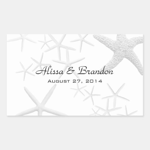 Starfish Wedding Water Bottle Wrapper Template Rectangular Sticker