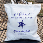 Starfish Wedding Welcome Bag for Beach, Navy Blue<br><div class="desc">Fill this lovely bag with your favorite treats to welcome guests to your wedding!</div>