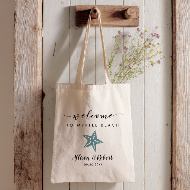 Starfish Wedding Welcome Bag, Gray Blue Tote Bag (Creator Uploaded)