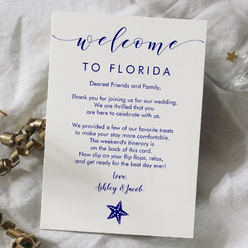 Starfish Wedding Welcome Letter  Itinerary Card