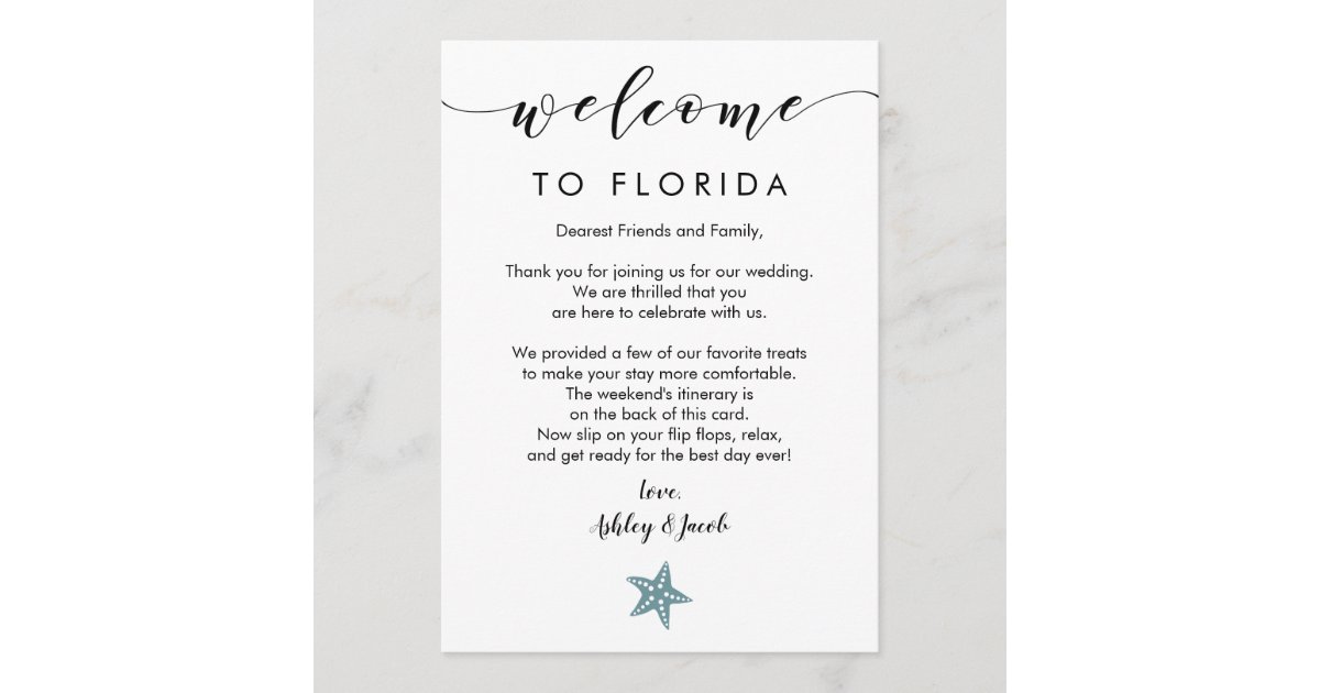 Wildflowers Wedding Welcome bag letter Flyer