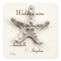starfish wedding wine bottle label