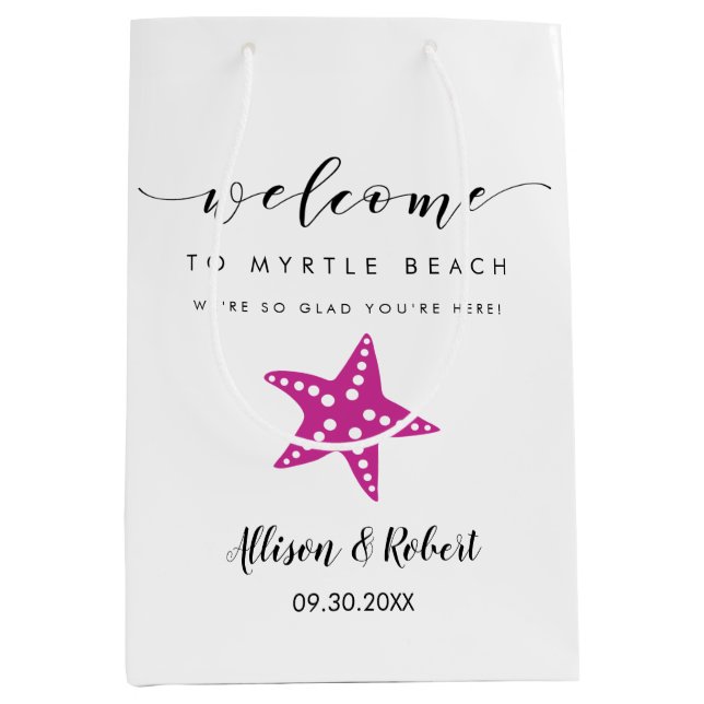 Starfish Welcome Bag, Destination Wedding Guests Medium Gift Bag (Front)