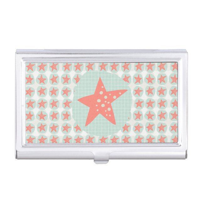 Starfish Whimsical Sea Ocean Nautical Business Card Case (Front)