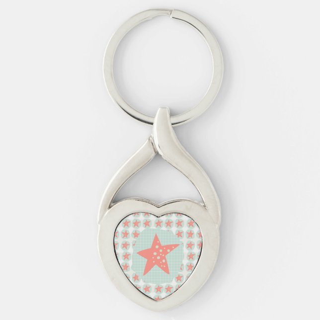 Starfish Whimsical Sea Ocean Nautical Keychain (Front)