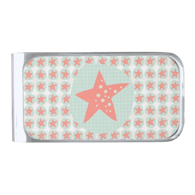 Starfish Whimsical Sea Ocean Nautical Silver Finish Money Clip (Front)