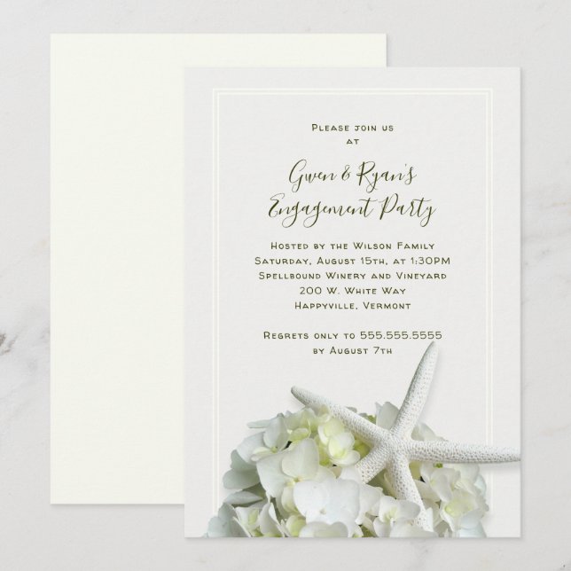Starfish White Wedding Shower Engagement Party Invitation (Front/Back)