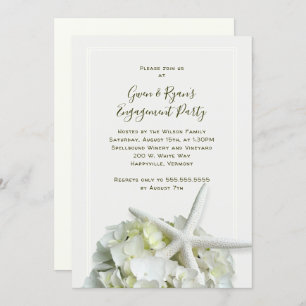 Starfish White Wedding Shower Engagement Party Invitation