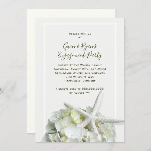 Starfish White Wedding Shower Engagement Party Invitation