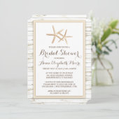 Starfish Whitewashed Wood Beach Bridal Shower Invitation (Standing Front)
